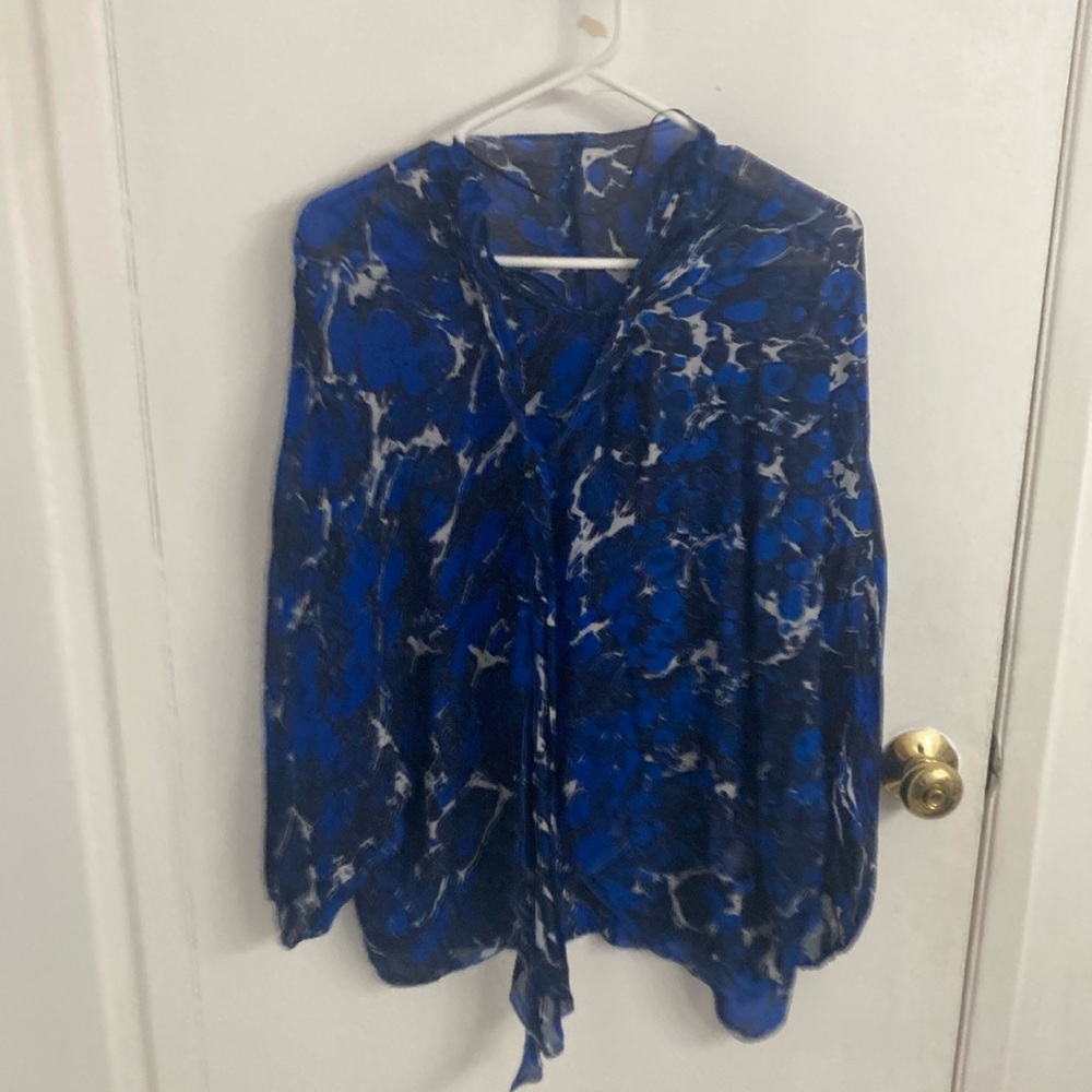 Zara Blue and Black Patterned Blouse